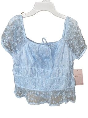 Japna Girls Kids Blue Lace Top Size 14 NWT